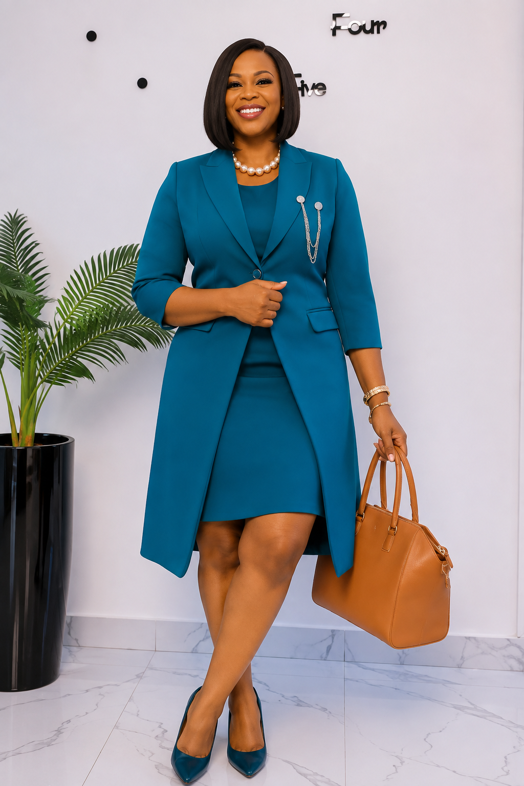Petrol Blue Executive Dress Set