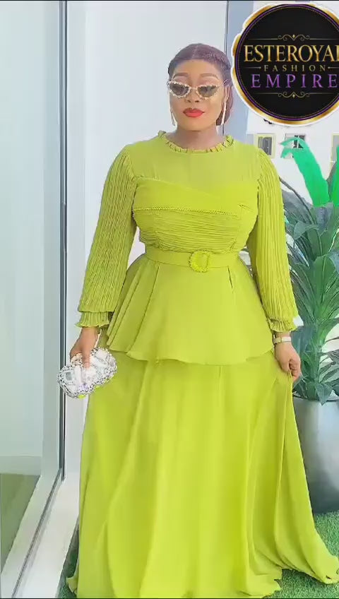 Lime Luxe Peplum Maxi Dress
