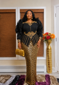 Luxury Black & Gold Embellished Gown