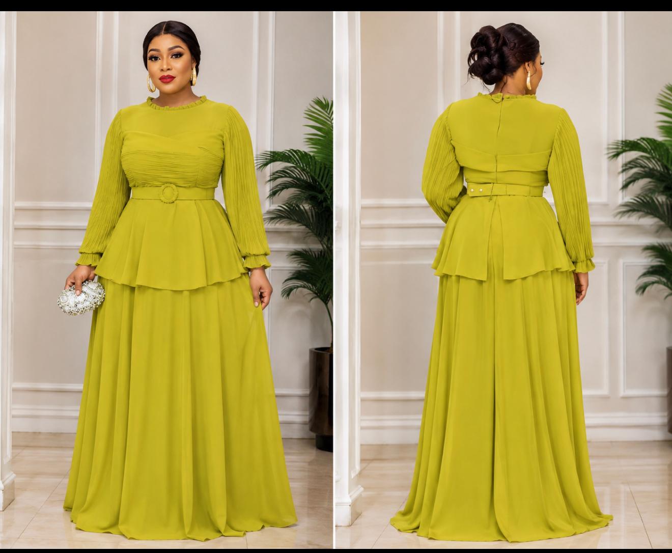 Lime Luxe Peplum Maxi Dress