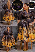 Luxury Abstract Print Midi Dress